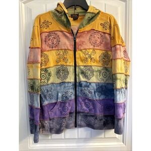 Rising International Jacket Hoodie M Boho Multicolor Patchwork Floral Celestial